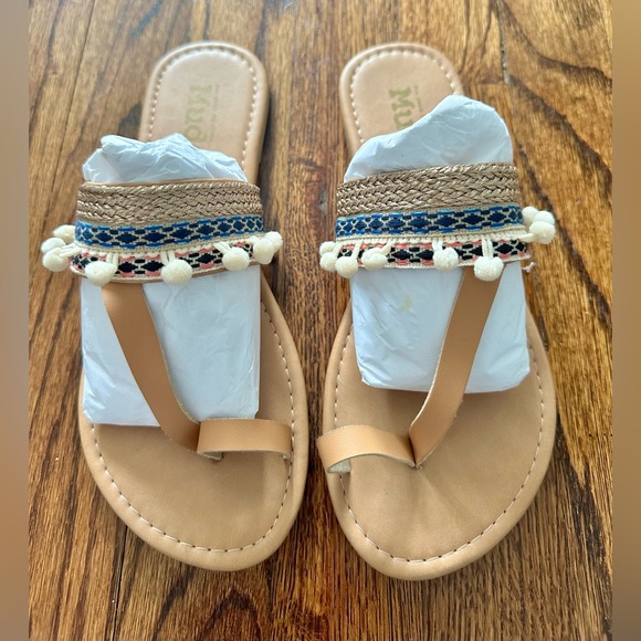 🦋 NEW Mudd Kohls Fringe Sandal Flip Flops - Picture 3 of 7